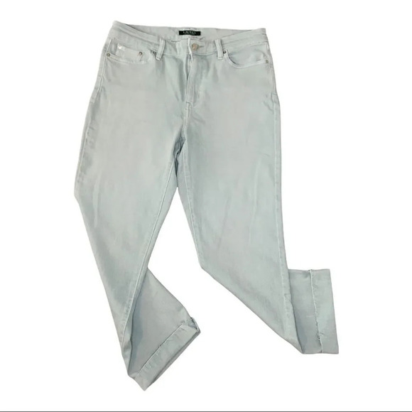 Lauren Ralph Lauren Jeans Blue Gray High Rise Premier Straight Ankle sz 10 - Picture 2 of 12